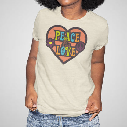 Peace & Love, Hippie, Heart - Women's Relaxed Cotton/Poly Tee