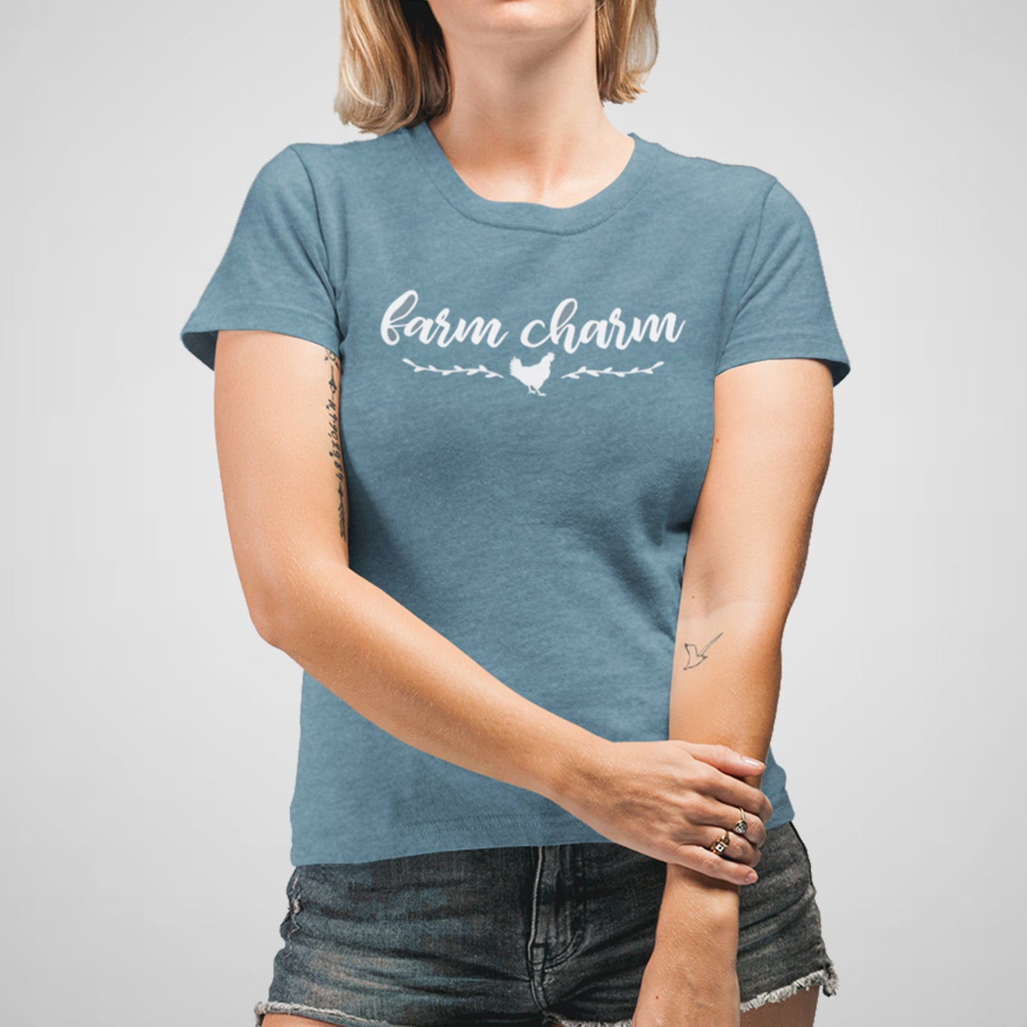 Farm Charm, Homestead, Chicken - Women's Relaxed Cotton/Poly Tee
