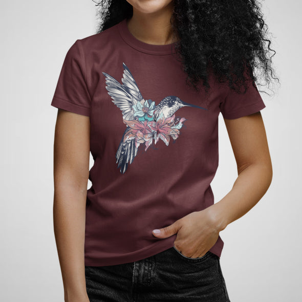 Hummingbird in Flight - Women's Relaxed Cotton Tee