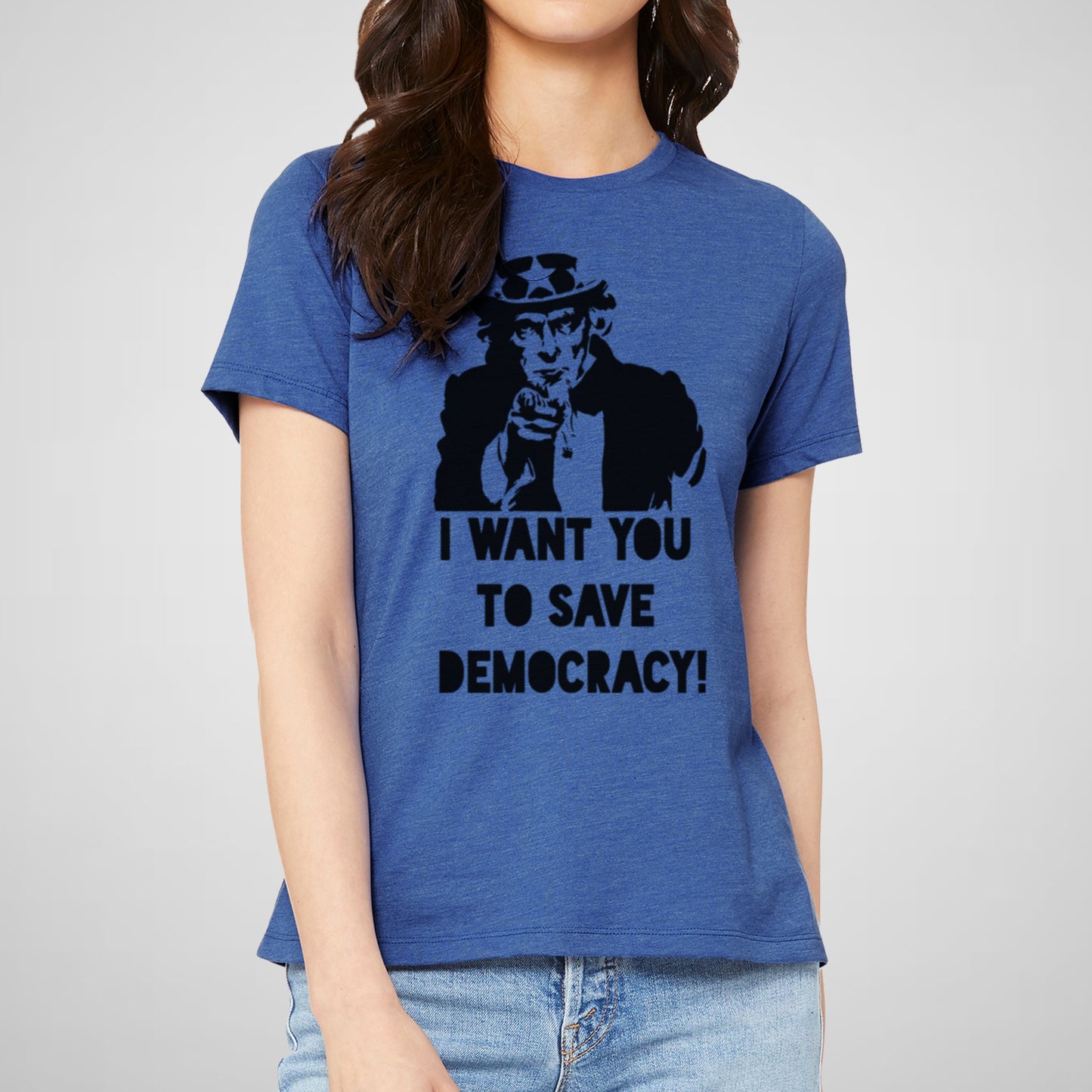 Save Democracy, Uncle Sam, Graffiti - Women's Relaxed Cotton/Poly Tee