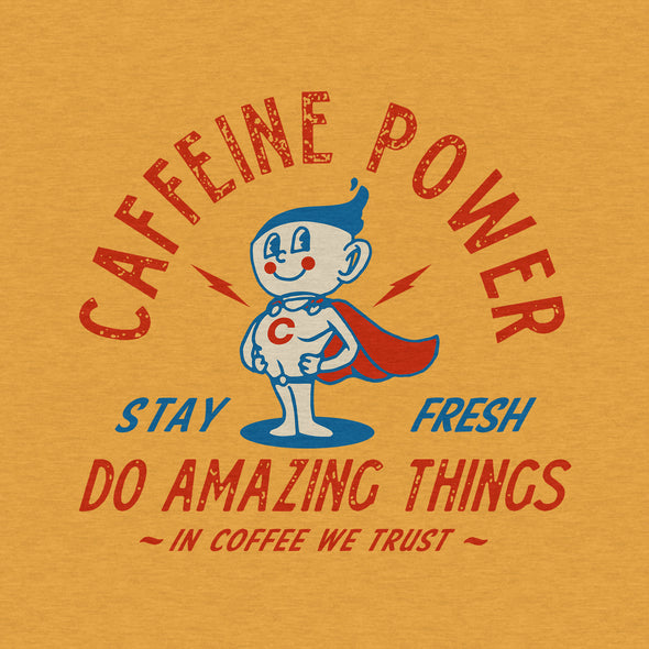 Coffee Caffeine Power, Retro Style - Men's Cotton Tee