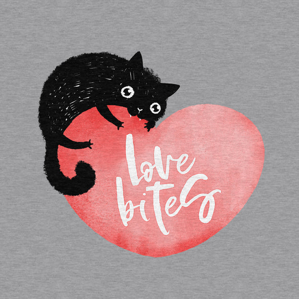 Love Bites, Cat Fangs, Heart - Adult Unisex Long Sleeve Cotton/Poly Tee