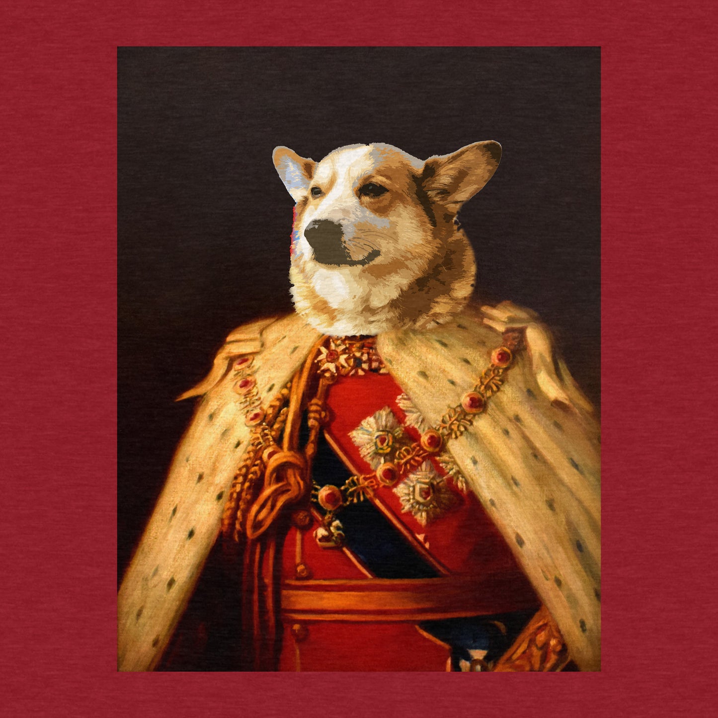 Royal Corgi, Portrait Mashup - Adult Unisex Jersey Crew Tee