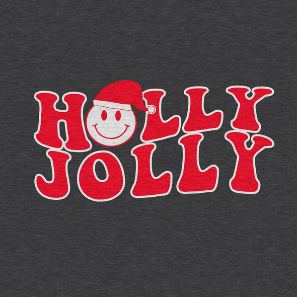 Holly Jolly Smiley Face - Women's Cropped Fleece Hoodie
