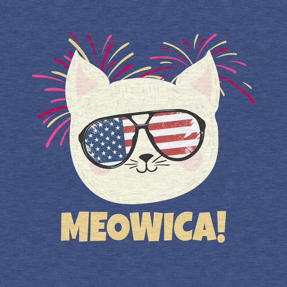Meowica Cat, July 4th Celebration - Women's Cotton/Poly Scoop Tee