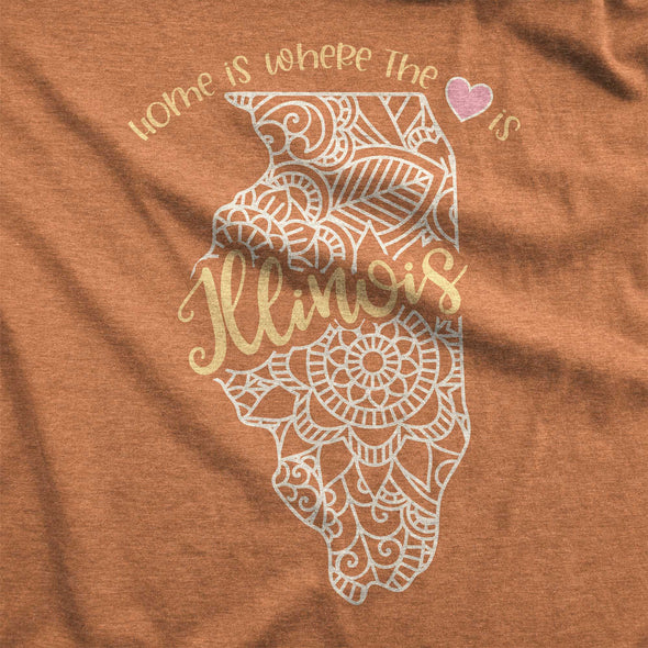 Illinois: Home is Where the Heart Is - Adult Unisex Jersey Crew Tee