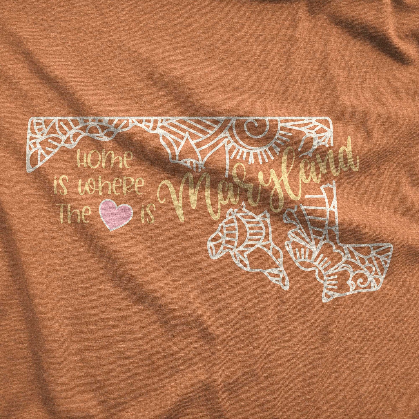 Maryland: Home is Where the Heart Is - Adult Unisex Jersey Crew Tee