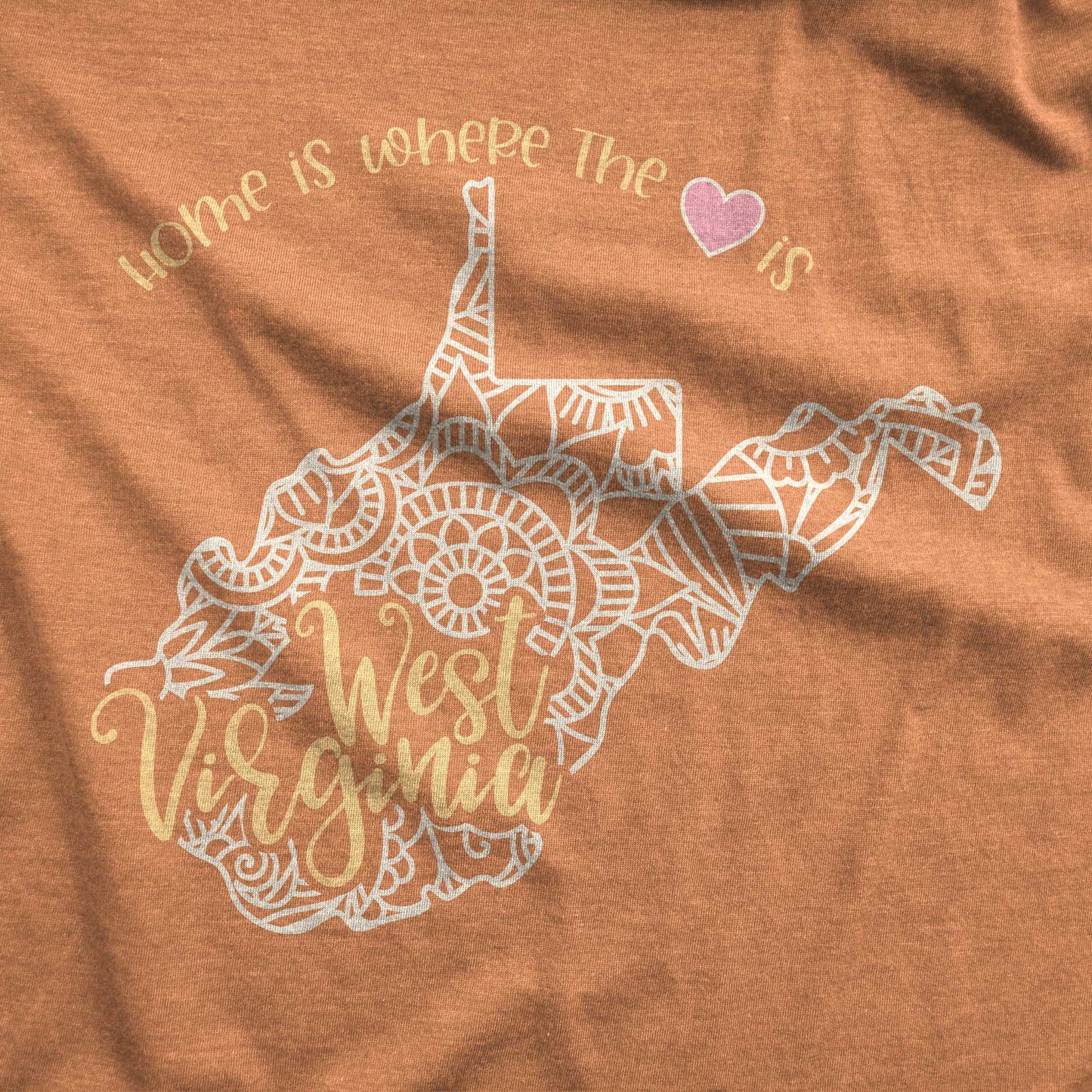 West Virginia: Home is Where the Heart Is - Adult Unisex Jersey Crew Tee