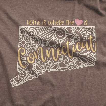 Connecticut: Home is Where the Heart Is - Adult Unisex Jersey Crew Tee