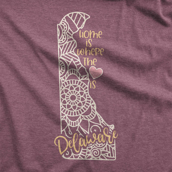 Delaware: Home is Where the Heart Is - Adult Unisex Jersey Crew Tee