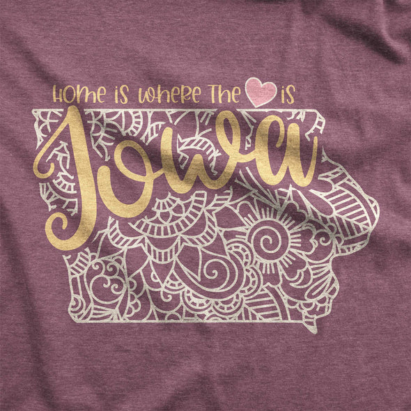 Iowa: Home is Where the Heart Is - Adult Unisex Jersey Crew Tee