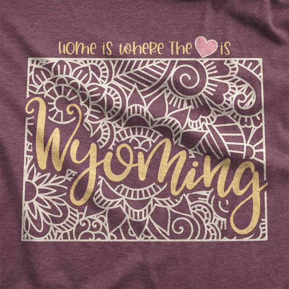 Wyoming: Home is Where the Heart Is - Adult Unisex Jersey Crew Tee
