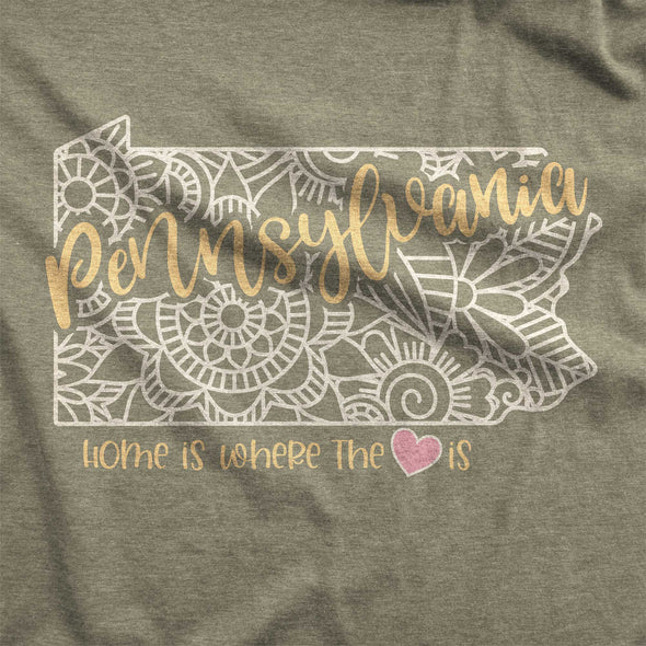 Pennsylvania: Home is Where the Heart Is - Adult Unisex Jersey Crew Tee