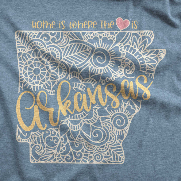 Arkansas: Home is Where the Heart Is - Adult Unisex Jersey Crew Tee