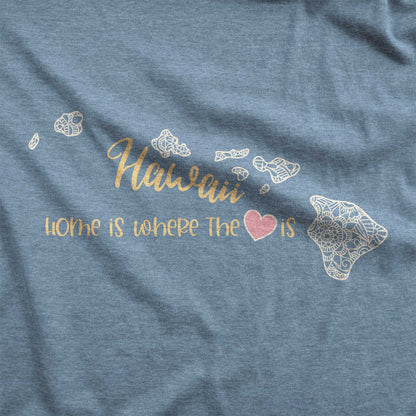 Hawaii: Home is Where the Heart Is - Adult Unisex Jersey Crew Tee