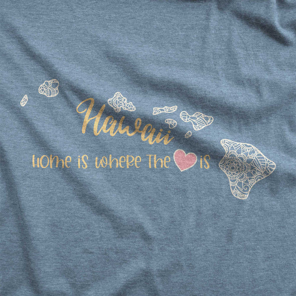 Hawaii: Home is Where the Heart Is - Adult Unisex Jersey Crew Tee