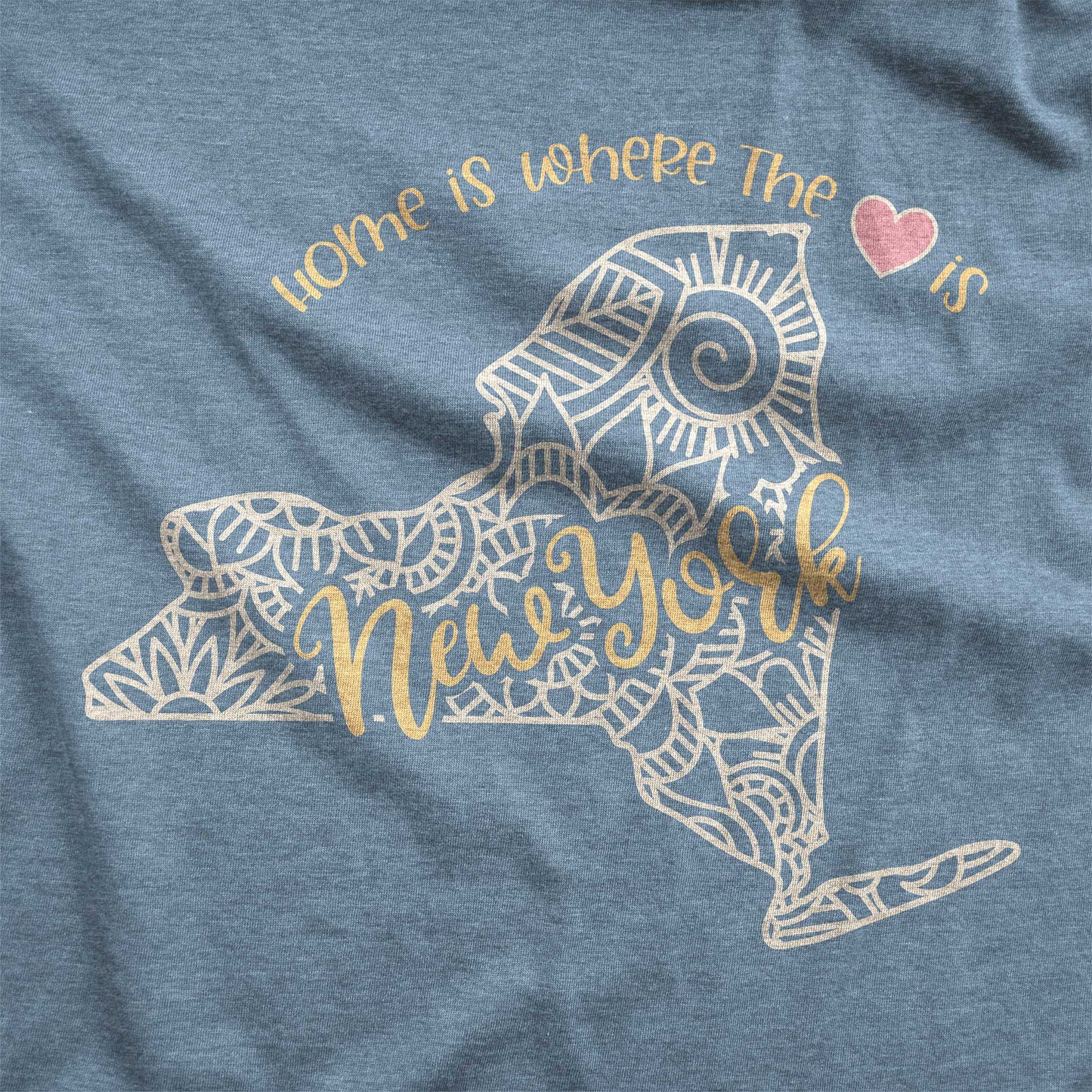 New York: Home is Where the Heart Is - Adult Unisex Jersey Crew Tee