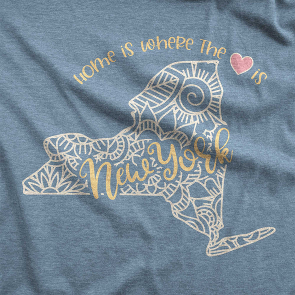 New York: Home is Where the Heart Is - Adult Unisex Jersey Crew Tee