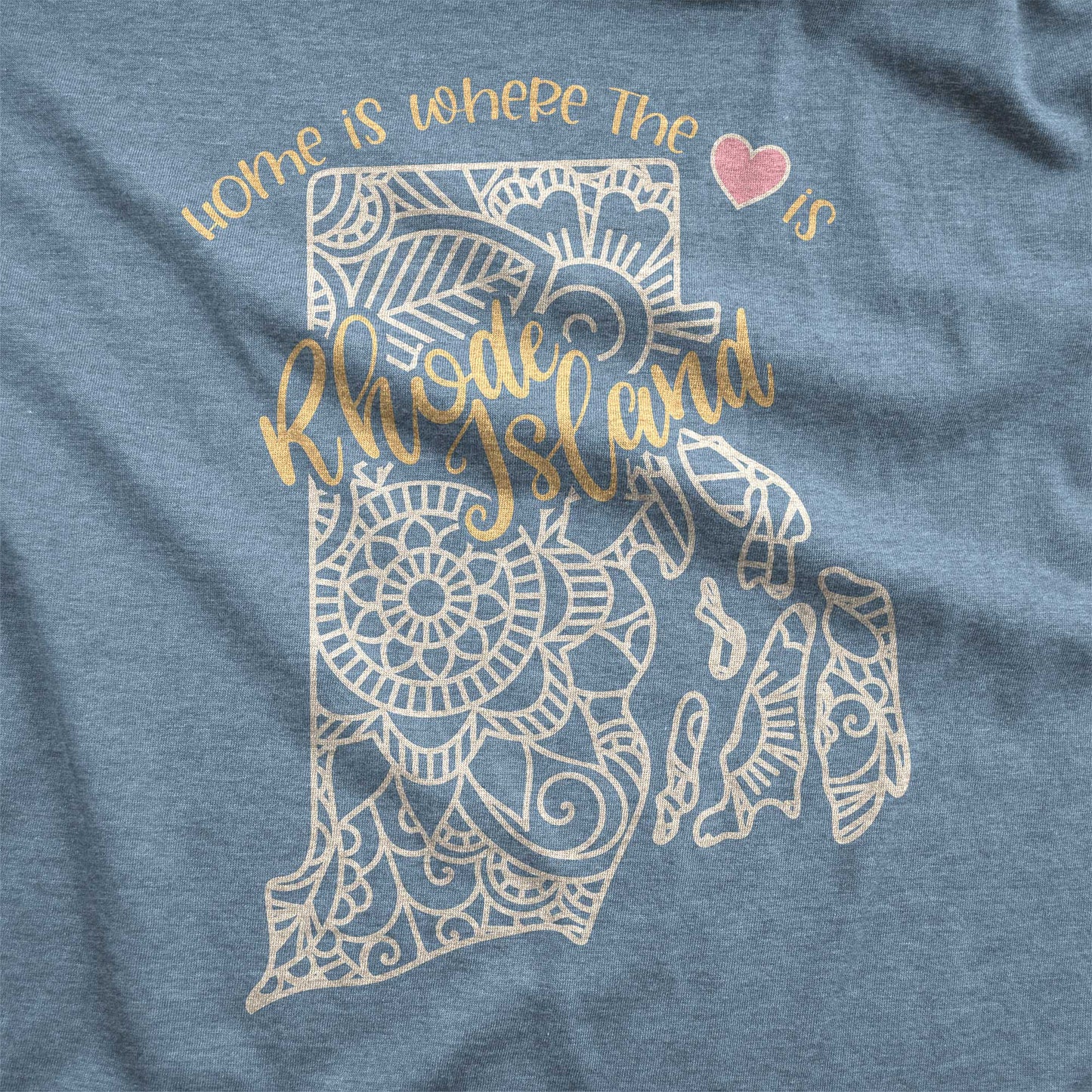 Rhode Island: Home is Where the Heart Is - Adult Unisex Jersey Crew Tee