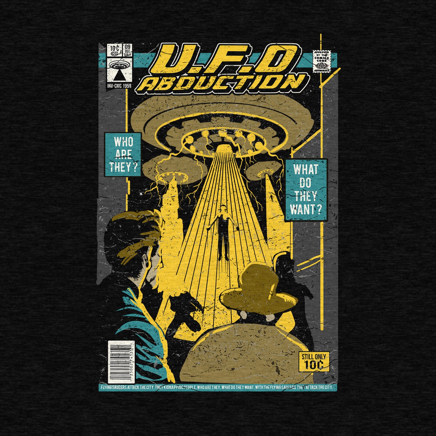 UFO, Comic Book, Vintage - Adult Unisex Jersey Crew Tee