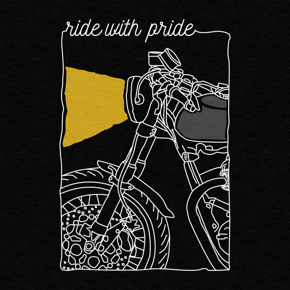 Ride with Pride, Motorcycle Line Art - Adult Unisex Jersey Crew Tee