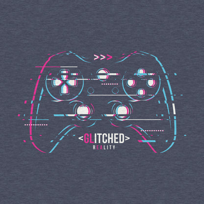Glitched Reality, Video Game, Controller - Adult Unisex Cotton/Poly Football Tee