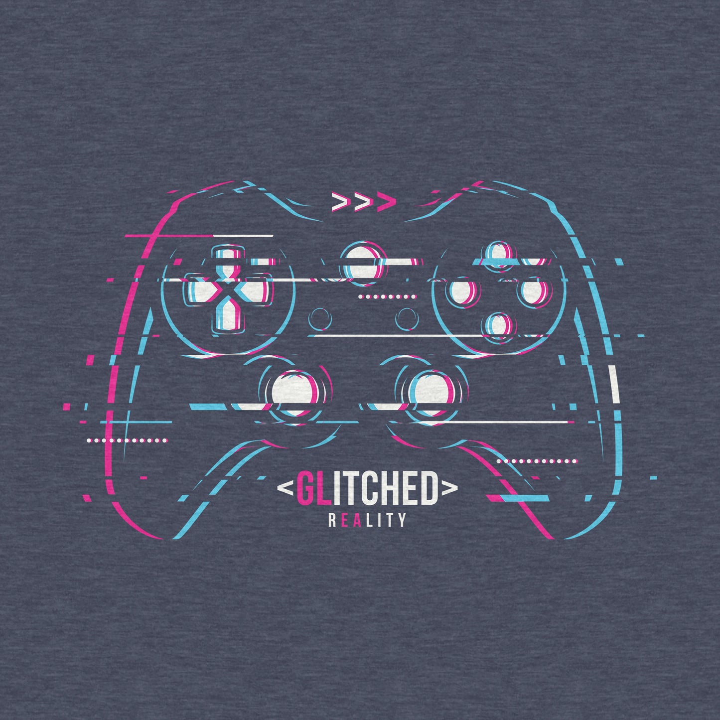 Glitched Reality, Video Game, Controller - Adult Unisex Cotton/Poly Football Tee