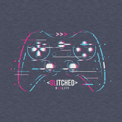 Glitched Reality, Video Game, Controller - Adult Unisex Cotton/Poly Football Tee