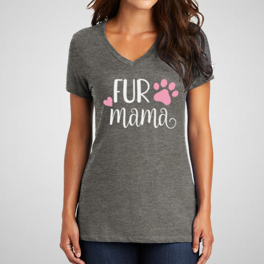 Fur Mama - Women's Cotton V-Neck Tee