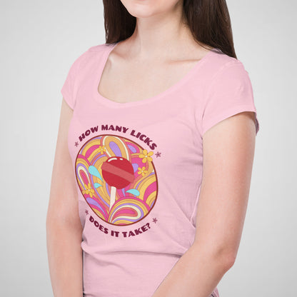 Lollipop Licks, Retro Candy - Women’s Flex Scoop Neck Tee