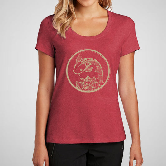 Koi Fish with Lotus - Women’s Flex Scoop Neck Tee