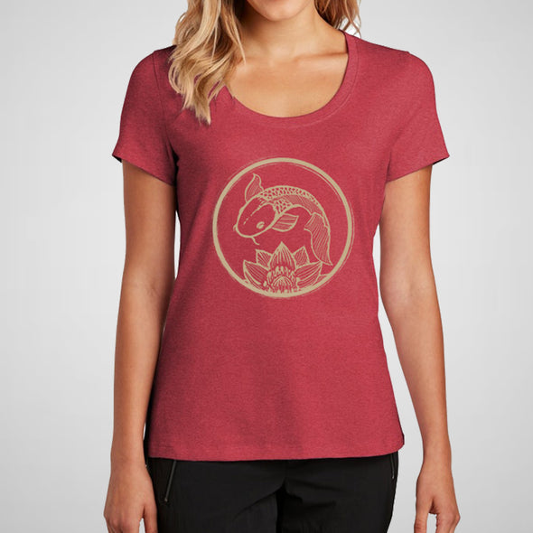 Koi Fish with Lotus - Women's Cotton/Poly Scoop Tee