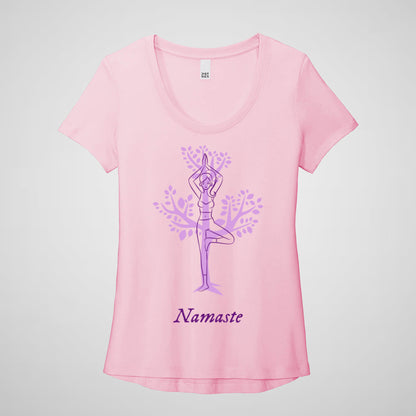 Yoga Namaste, Tree Pose - Women’s Flex Scoop Neck Tee