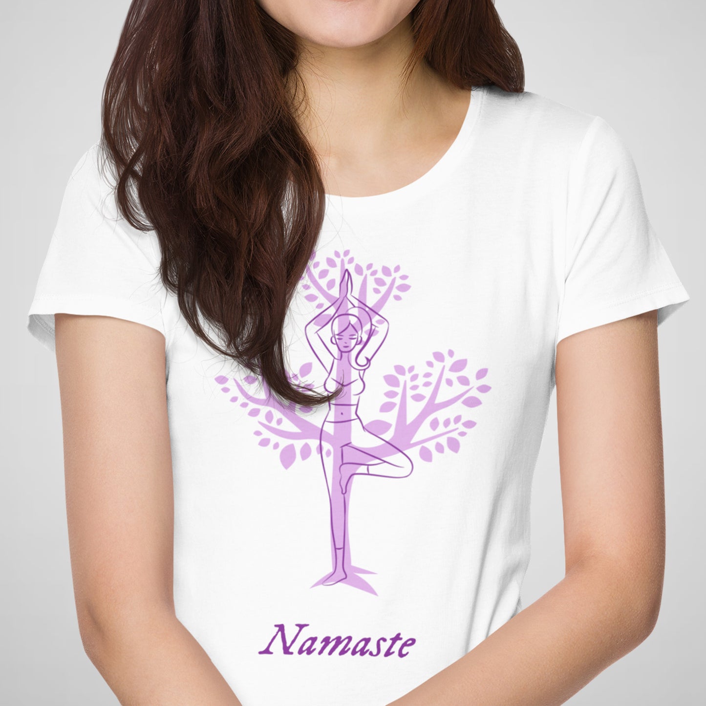 Yoga Namaste, Tree Pose - Women’s Flex Scoop Neck Tee