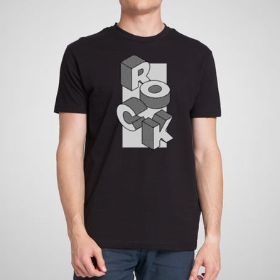 Rock in 3D, Music, Lettering - Men's Cotton Tee