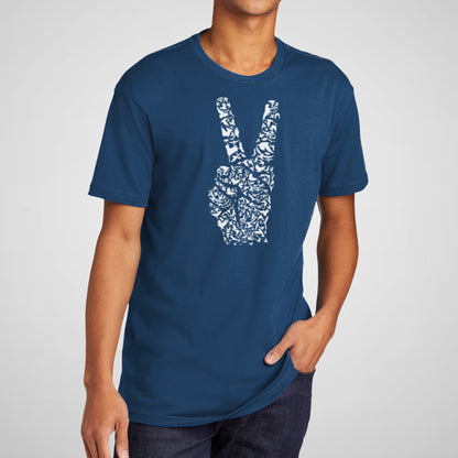 Peace Hand Sign with Birds - Men's Cotton Tee