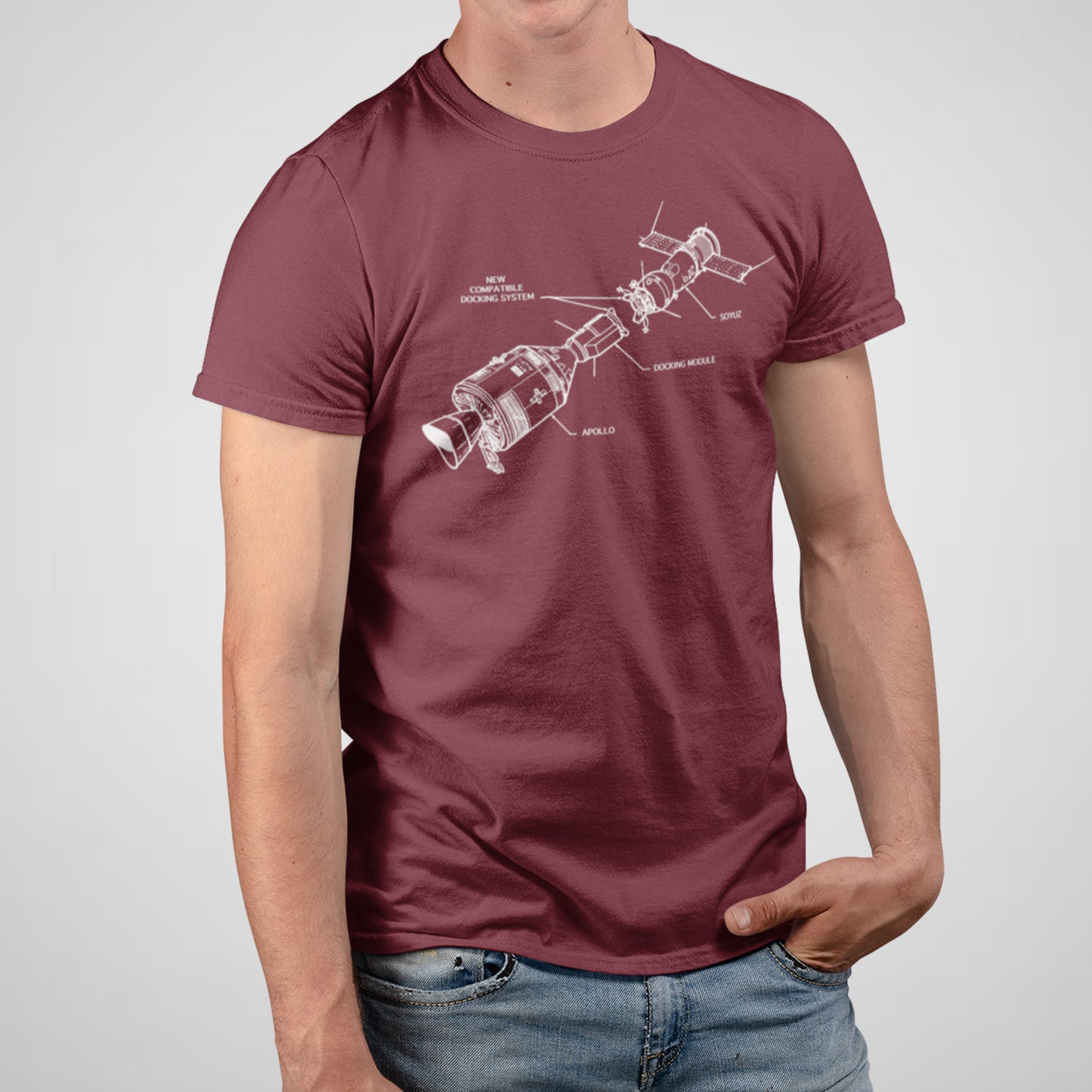 Apollo-Soyuz Rocket, Space Flight - Men's Cotton Tee