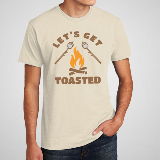 Let's Get Toasted, Campfire, S'mores - Men's Cotton/Poly Tee