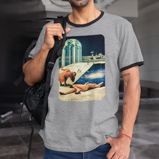 Moon Pool, Surreal Altered Art - Adult Unisex Classic Ringer Tee