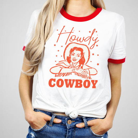 Howdy Cowboy - Adult Unisex Classic Ringer Tee